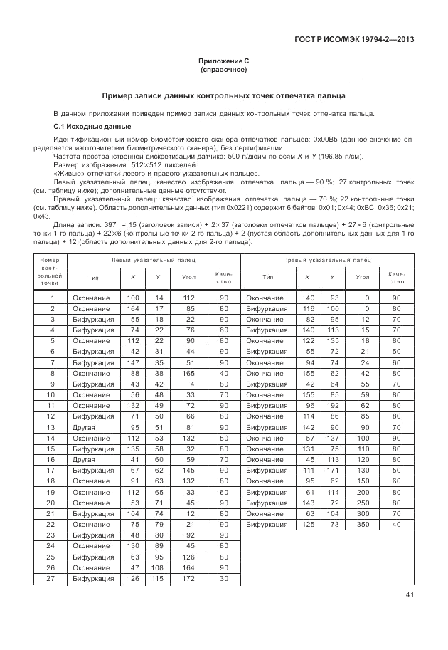 ГОСТ Р ИСО/МЭК 19794-2-2013, страница 45