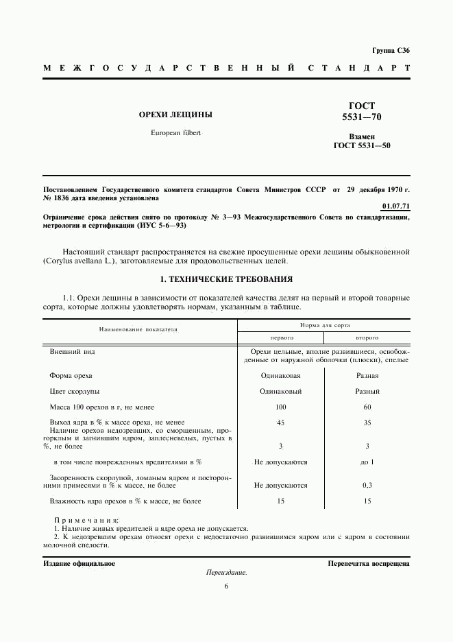 ГОСТ 5531-70, страница 1