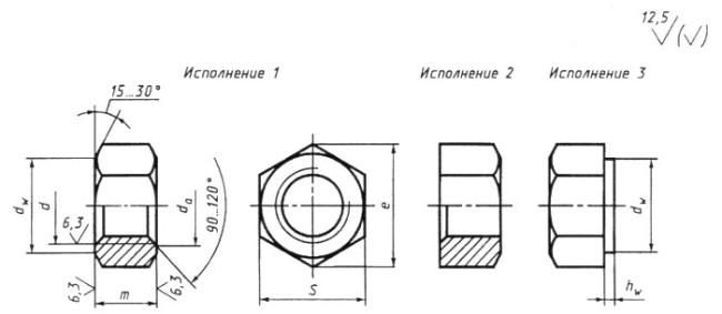 ГОСТ 5915-70 (СТ СЭВ 3683-82) Гайки шестигранные класса точности В. Конструкция и размеры (с Изменениями N 2-7)