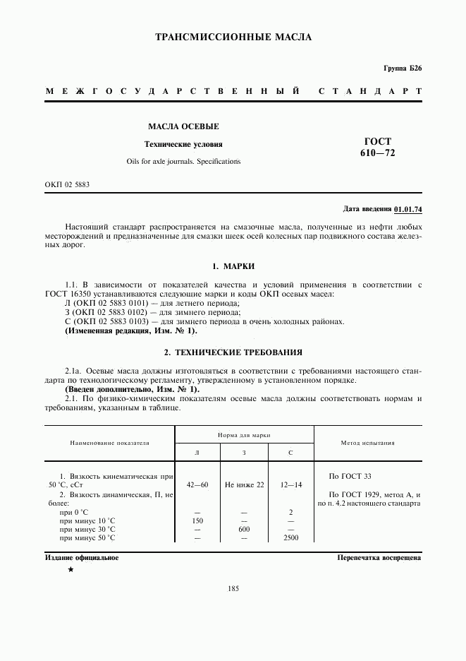 ГОСТ 610-72, страница 1