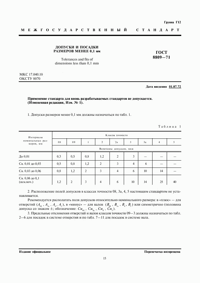 ГОСТ 8809-71, страница 1